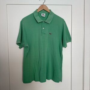 Lacoste Shirt Mens Sz 6 Green Henley Short Sleeve Cotton Logo Preppy Casual